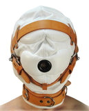 Total Sensory Deprivation White Leather Hood - MediumLarge