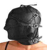 Asylum Leather Hood with Removable Blindfold and Muzzle- SM