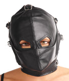 Asylum Leather Hood with Removable Blindfold and Muzzle- SM