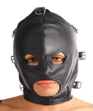 Asylum Leather Hood with Removable Blindfold and Muzzle- SM