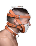 White and Tan Hospital Style Leather Muzzle