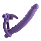 Double Delight Dual Penetration Vibrating Rabbit Cock Ring