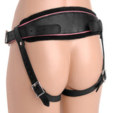 Low Rise Leather Strap On Dildo Harness with Pink Accents