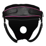 Low Rise Leather Strap On Dildo Harness with Pink Accents