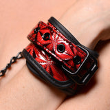 Crimson Tied Embossed Wrist Cuffs