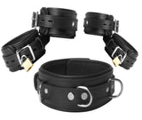 Black Premium Leather Bondage Essentials Kit