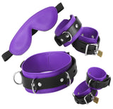 Purple Premium Leather Bondage Essentials Kit