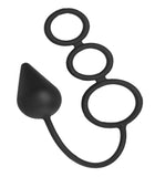 Triple Threat Silicone Tri Cock Ring with Anal Plug