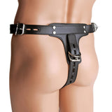 Premium Locking Leather Cock Ring and Anal Plug Harness