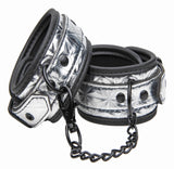 Platinum Bound Cuffed Embossed Metallic Ankle Cuffs