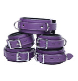 Purple 5 Piece Locking Leather Bondage Set