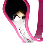 Pink Stainless Steel Adjustable Female Chastity Belt