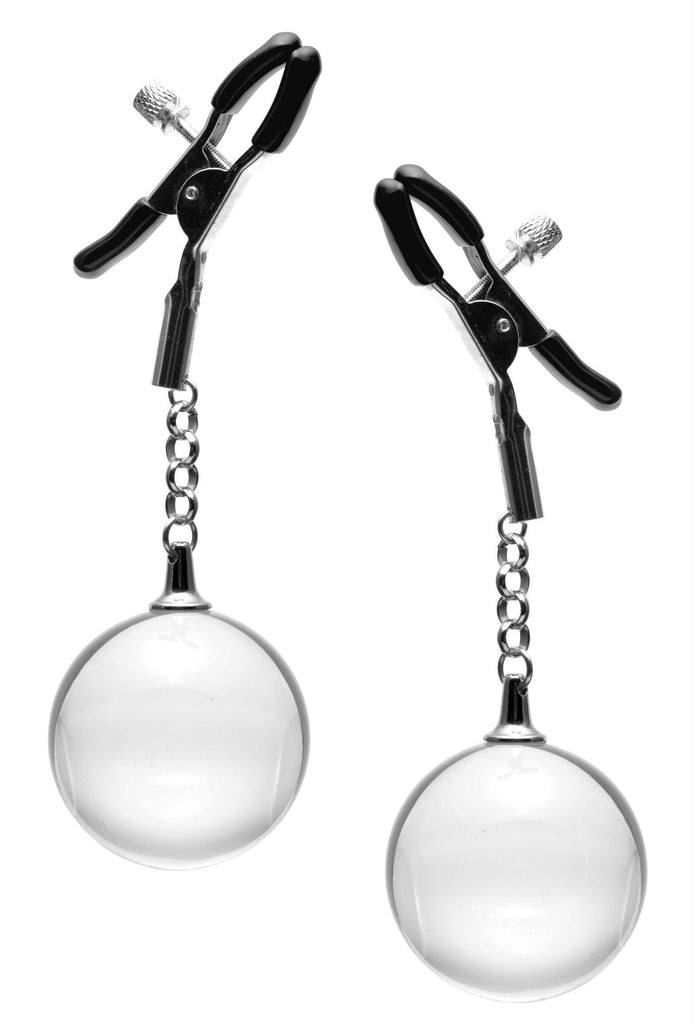 Spheres Adjustable Nipple Clamps with Weighted Clear Orbs