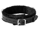 Strict Leather Narrow Fur Lined Locking Collar