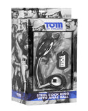 Tom of Finland Stainless Steel Cock Ring with Anal Ball